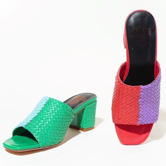 Charlotte Stone Shoes - COPY - Charlotte Stone Lenu Woven Block Heals - Tropical Colorway